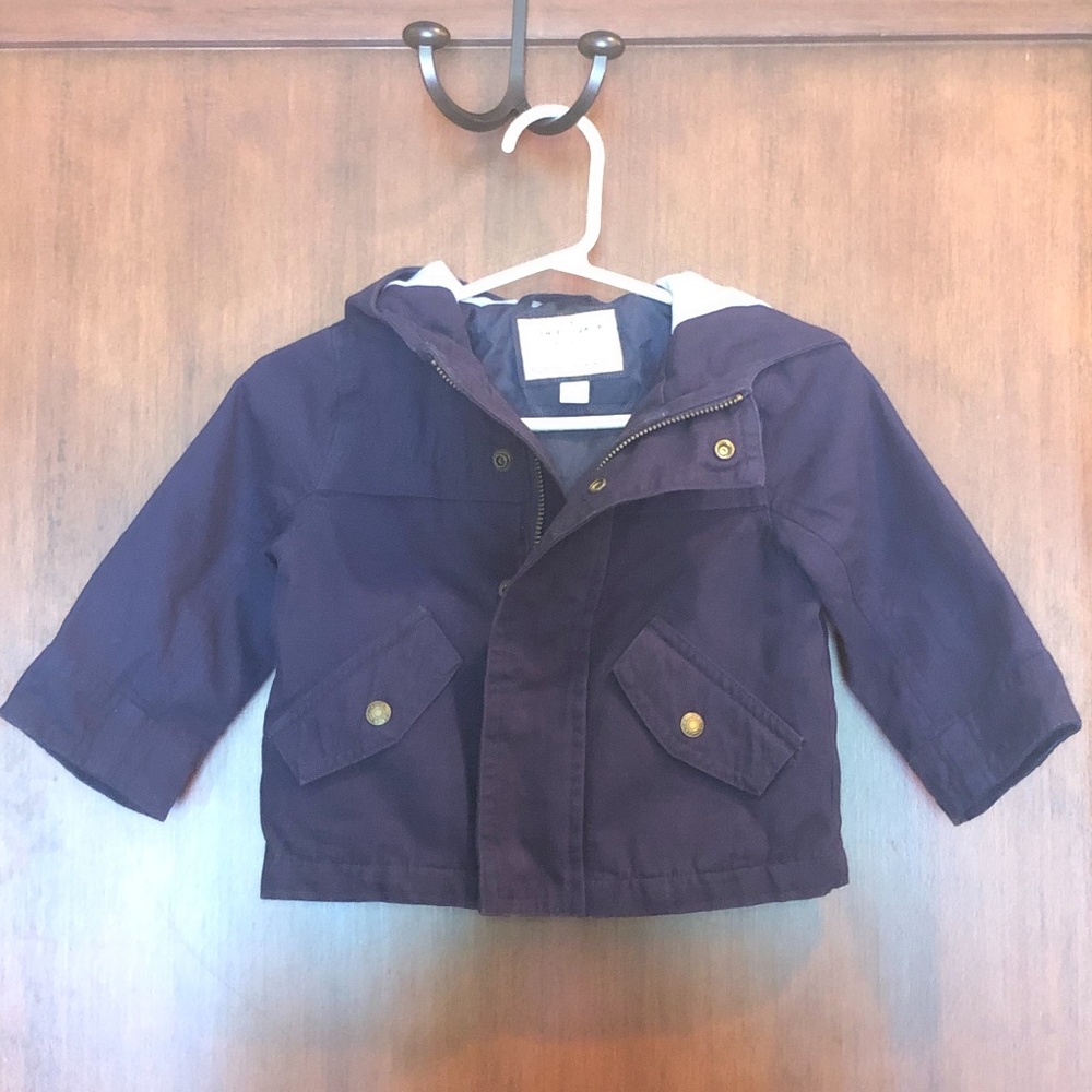 Janie and Jack 6-12m Zip and Snap Coat with Hoodie